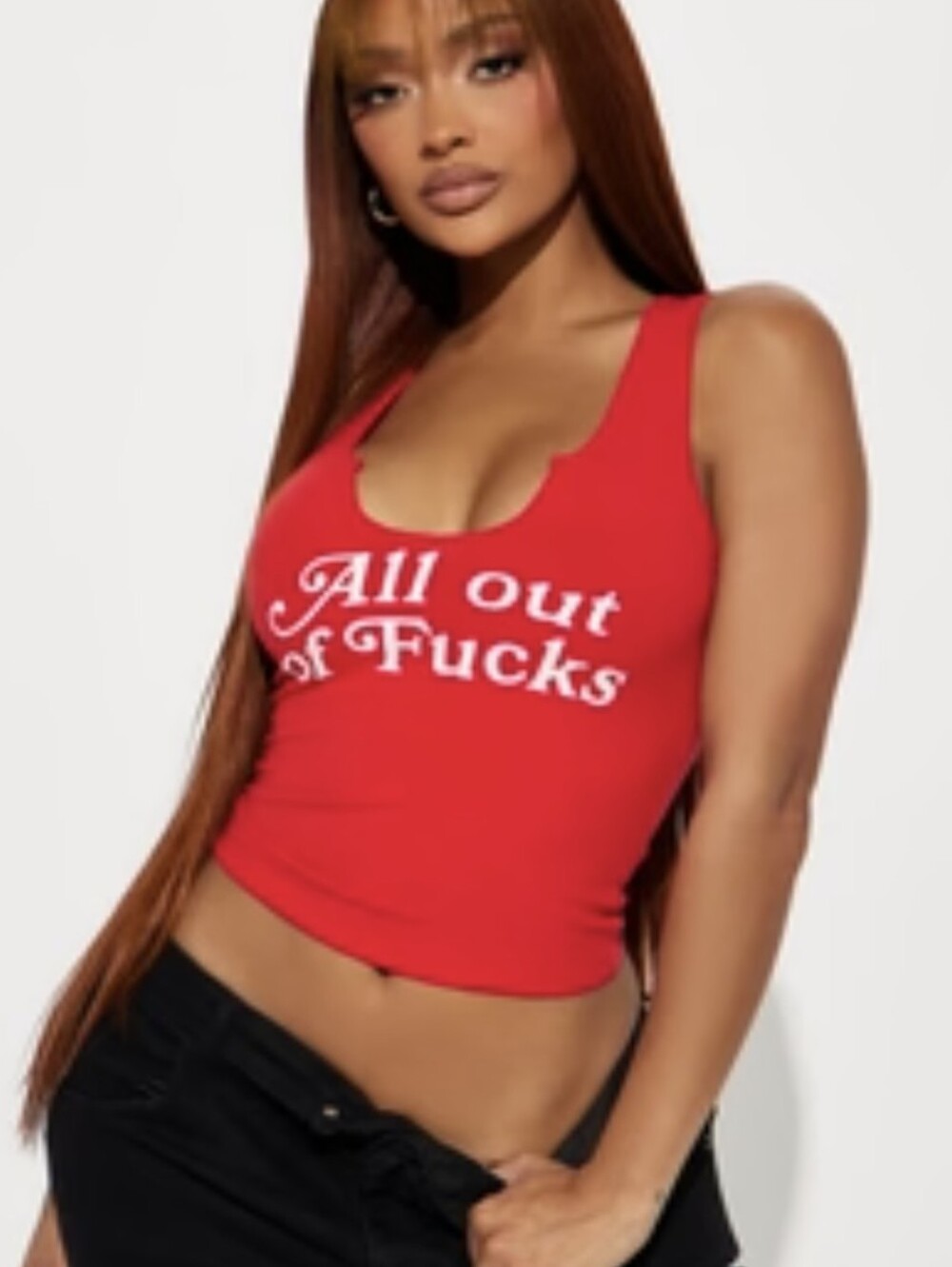 Fashion Nova, All Out Of F*cks Tank Top in Red